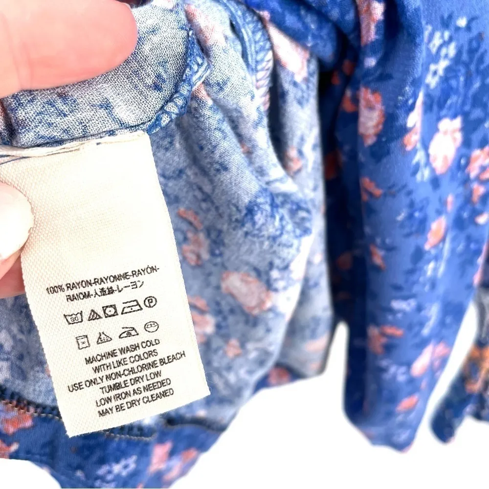 Free People Wildflower Fields Tunic Blue Spring Floral Boho Patchwork Mini Dress - Image 12