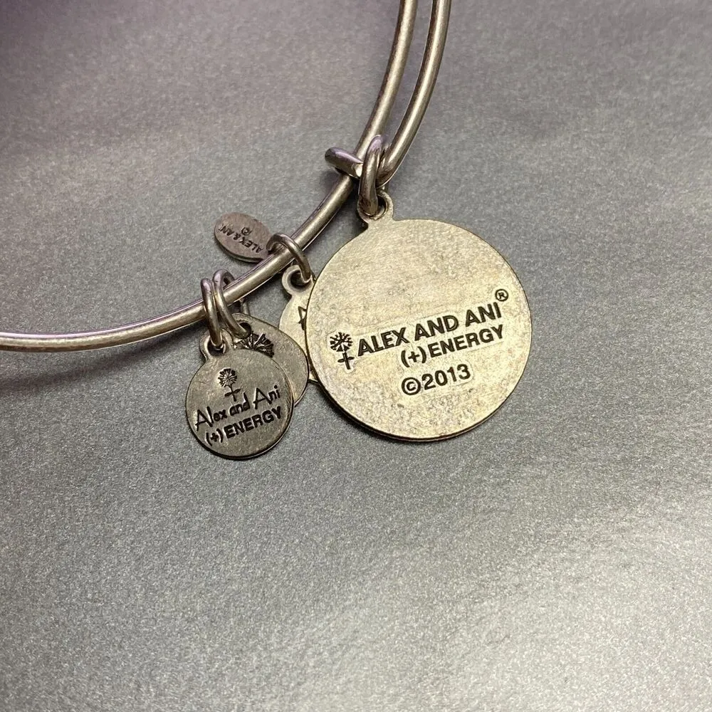 Alex and Ani Godmother Charm Bangle Silver Tone Bracelet Adjustable - Image 6