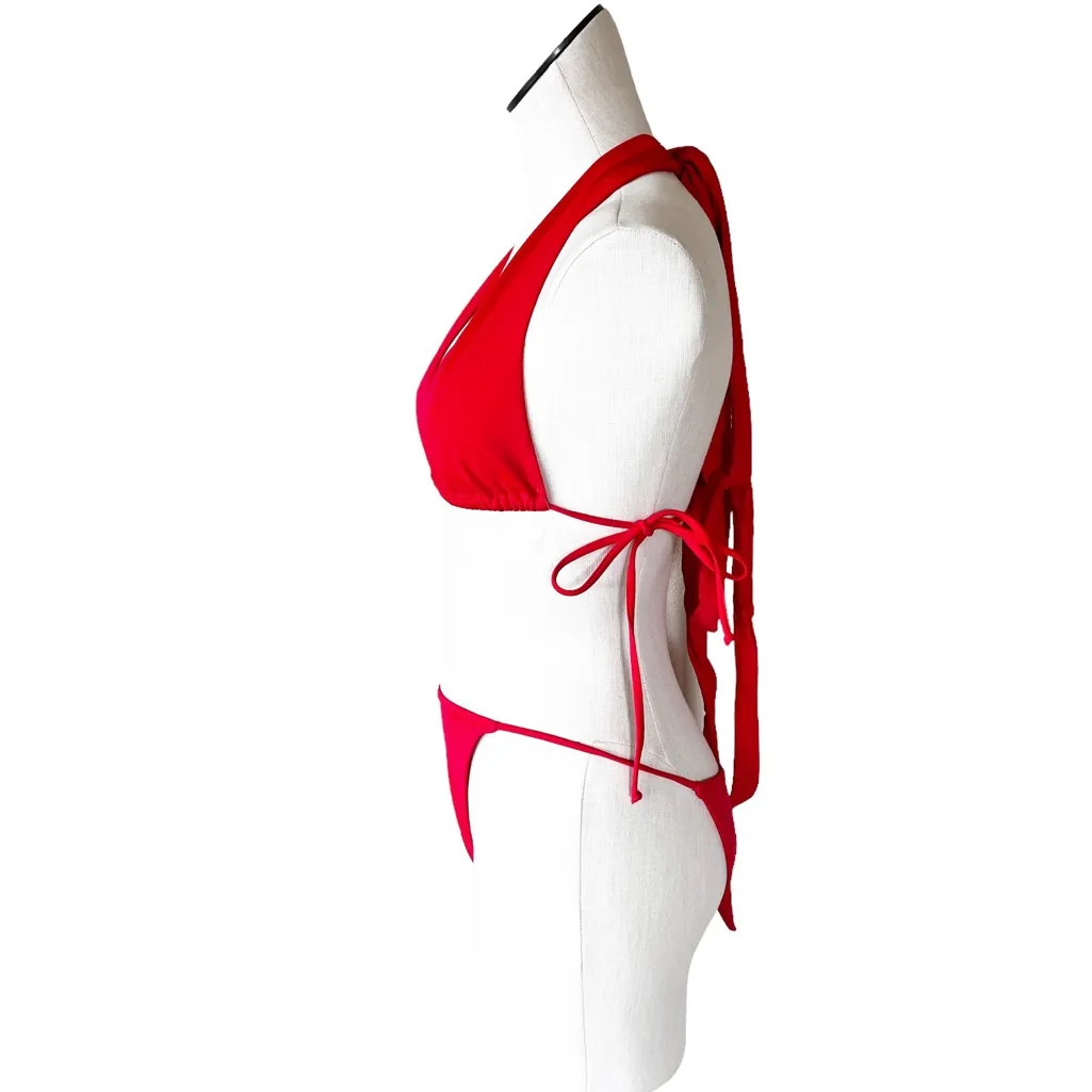NWOT KENDALL & KYLIE Red Two Piece Swimsuit Halter Neckline Medium - Image 4
