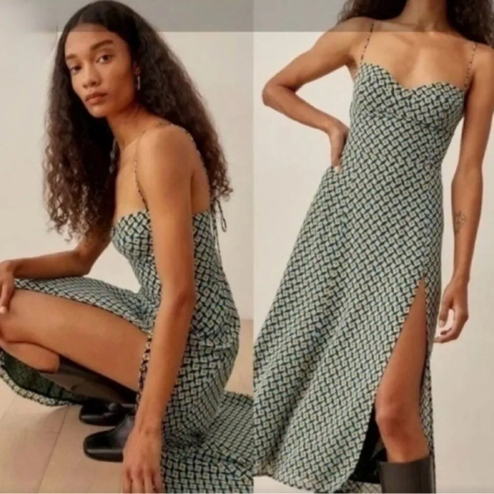 💕REFORMATION💕 Juliette Dress ~ Mosaic Multi-Color Geometric Print 4 NWOT - Image 4