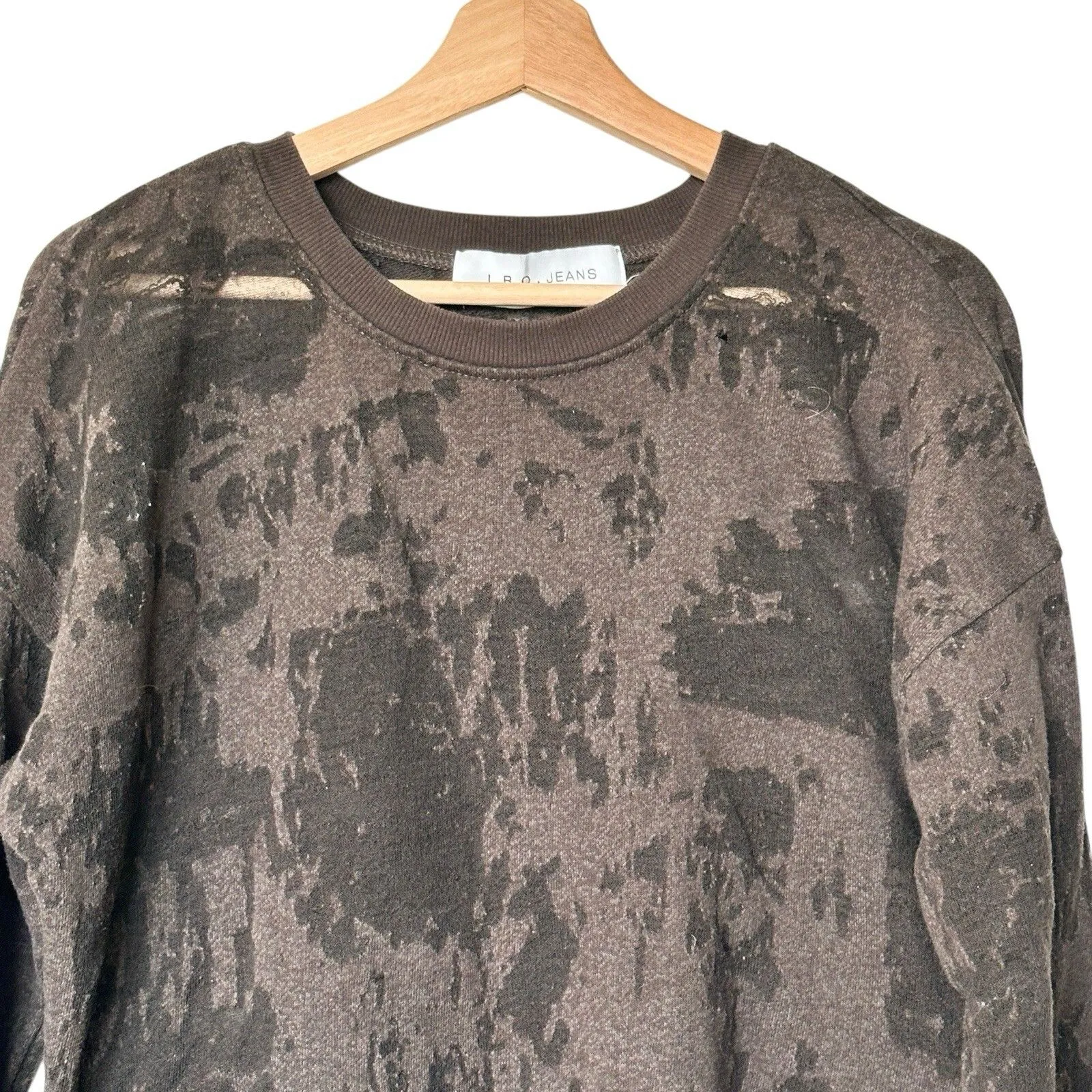 IRO Jeans Camo Burnout distressed Avant garde grunge Sweatshirt S - Image 6