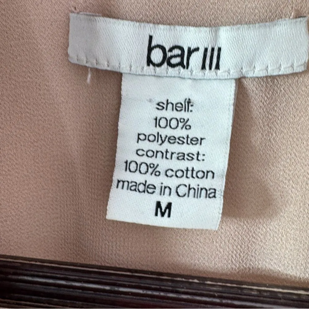 Bar III Chiffon Twill Mixed Media Half Zip Jacket Blush Pink Tan Medium - Image 10