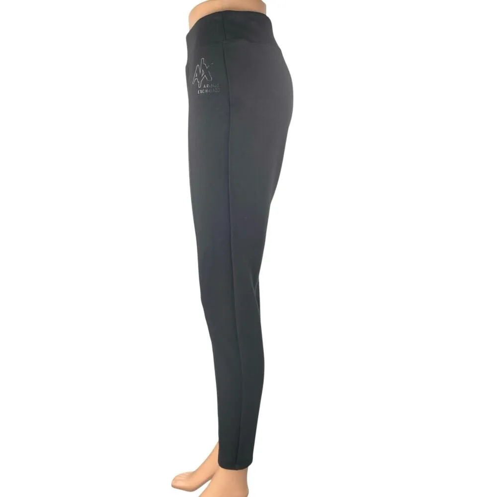 AX Armani Exchange Women's Black Logo High Rise Leggings Sweat Pants Size S - Image 2