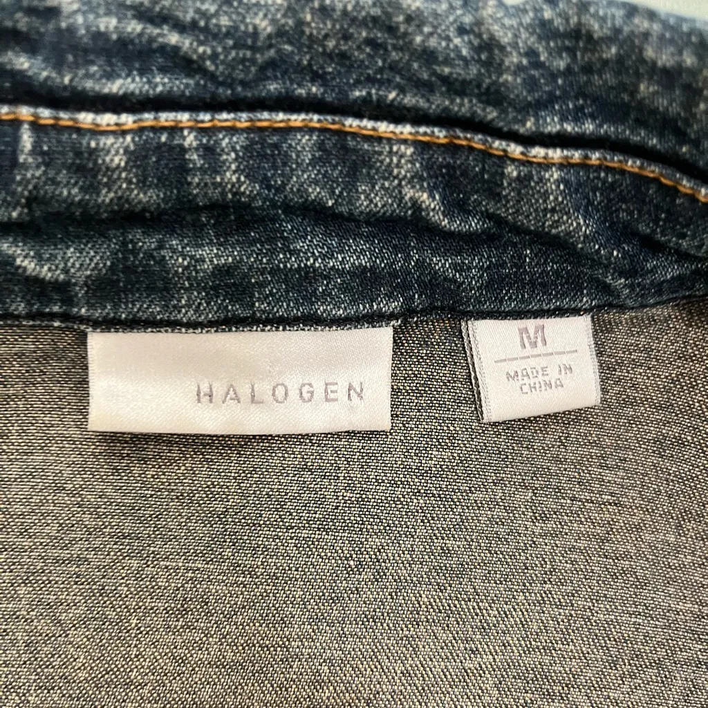 Halogen  Denim Trench Coat Sz M - Image 7