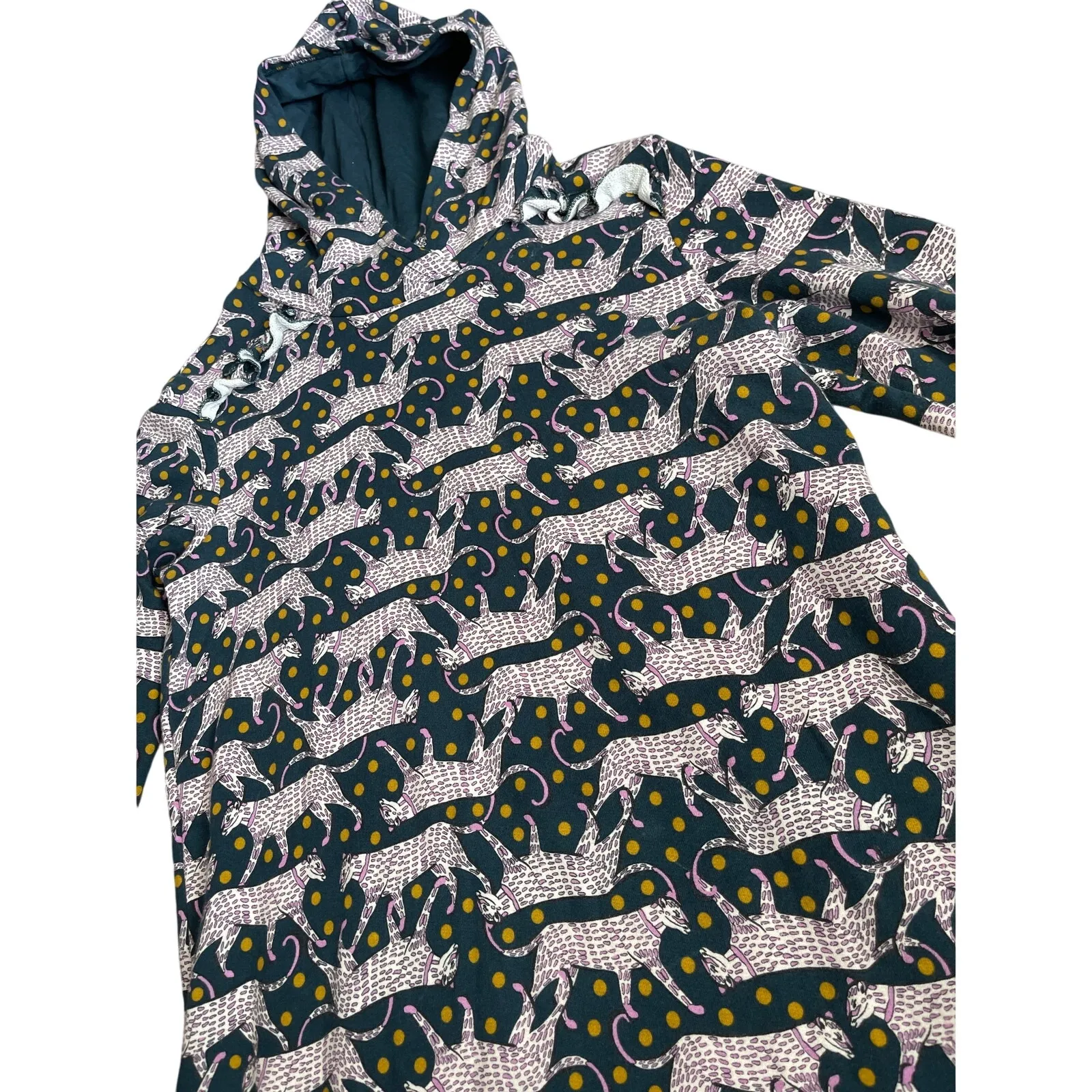 Kate Spade Hooded Cozy Leopard Print Ruffle Sweater Dress‎ Size Large - Image 10