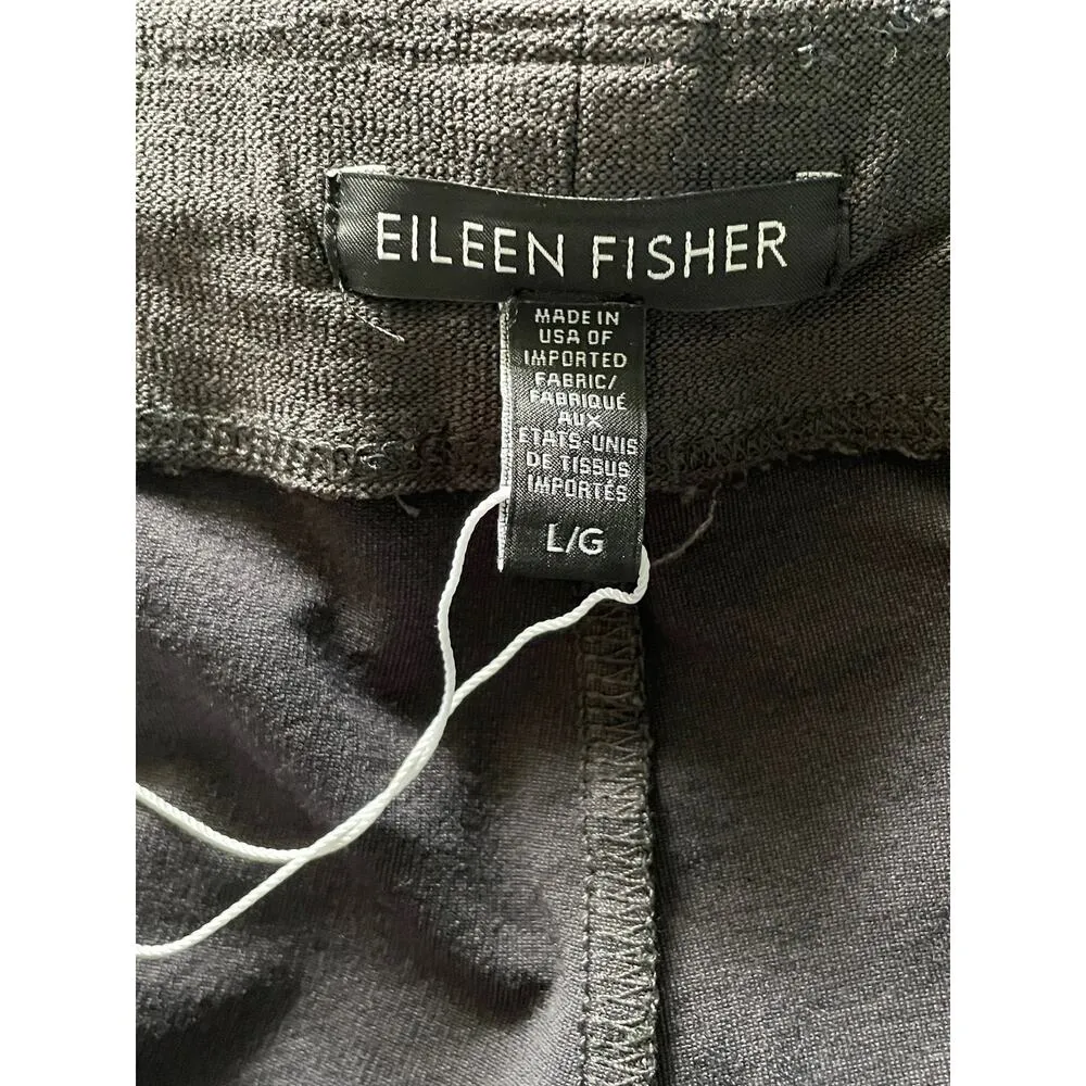 Eileen Fisher Black Charcoal Tapered Leg Pull On Pants  Viscose Blend Size Large - Image 4