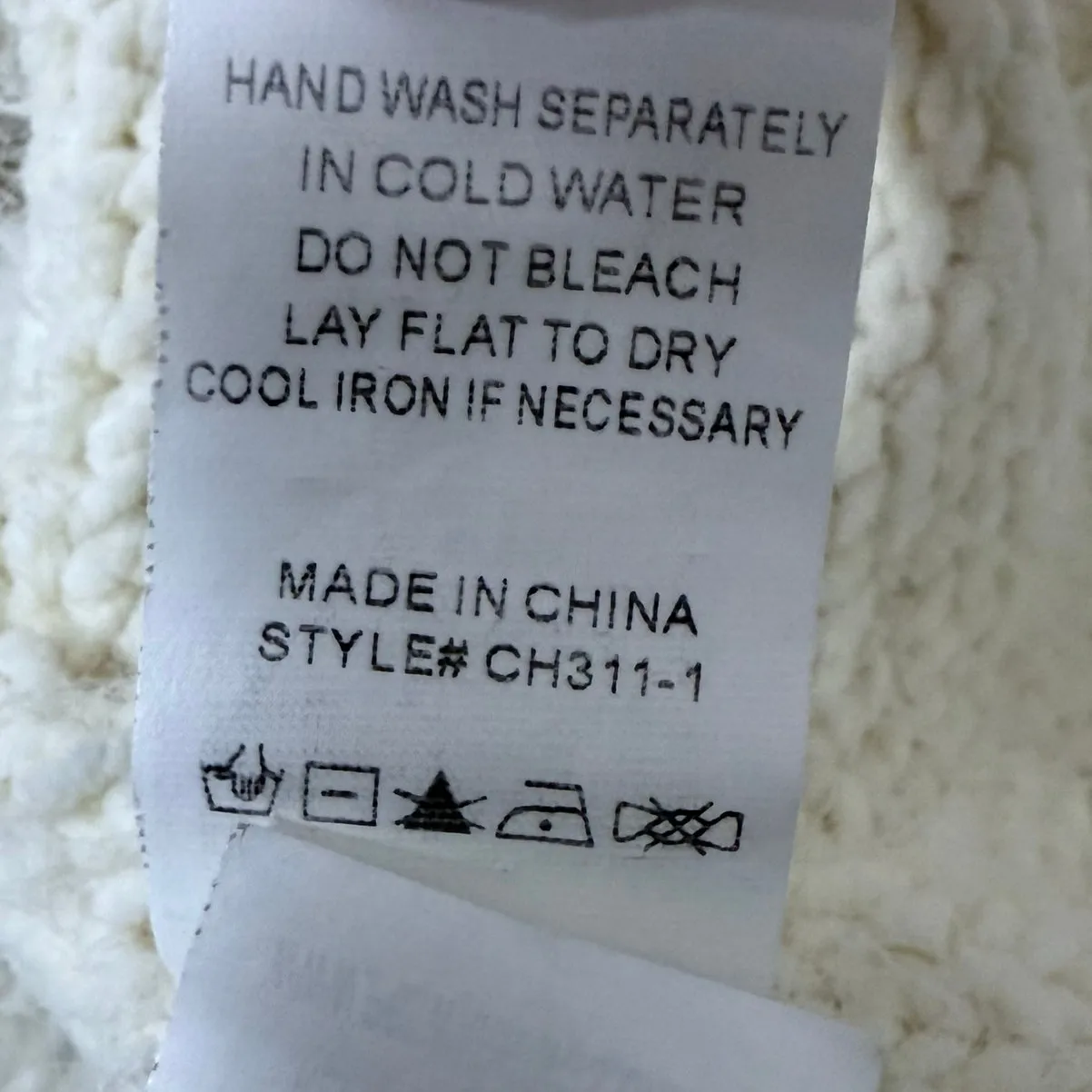 Fate Crewneck Chunky Knit Sweater Textured Lace Detail Sleeves Size Medium White - Image 6