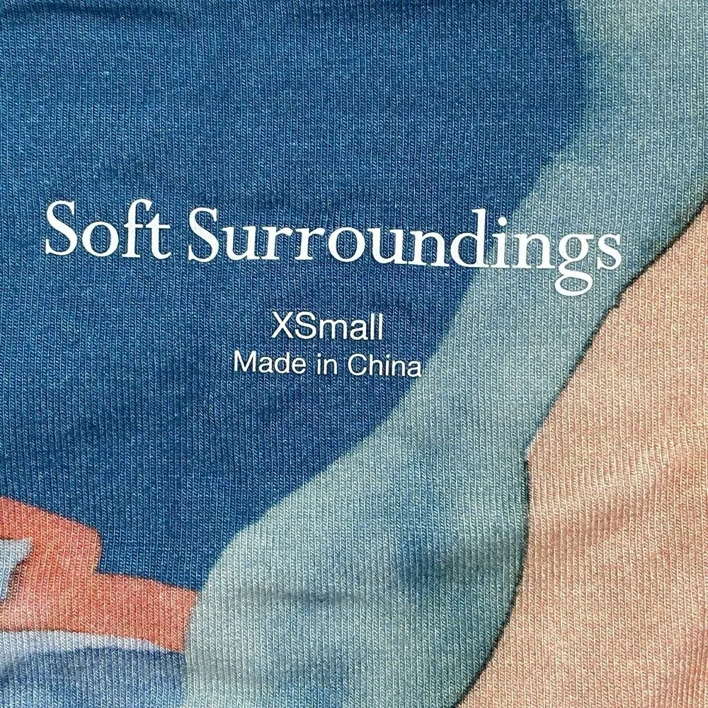 Soft Surroundings top Womens XS Blossom Tunic Aqua‎ Bloom art to wear boho - Image 4