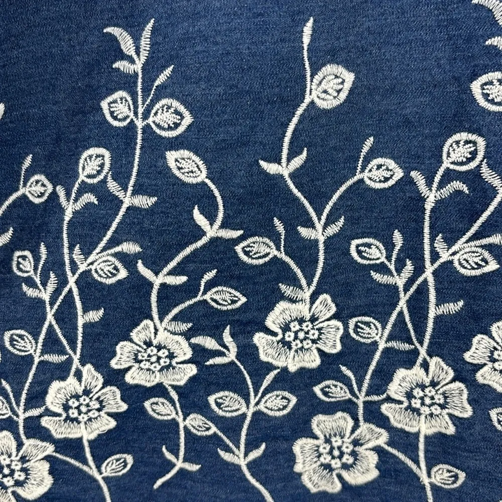 Westport Dress Denim Chambray Embroidered Sleeveless Dress Womens Size XL Petite - Image 6