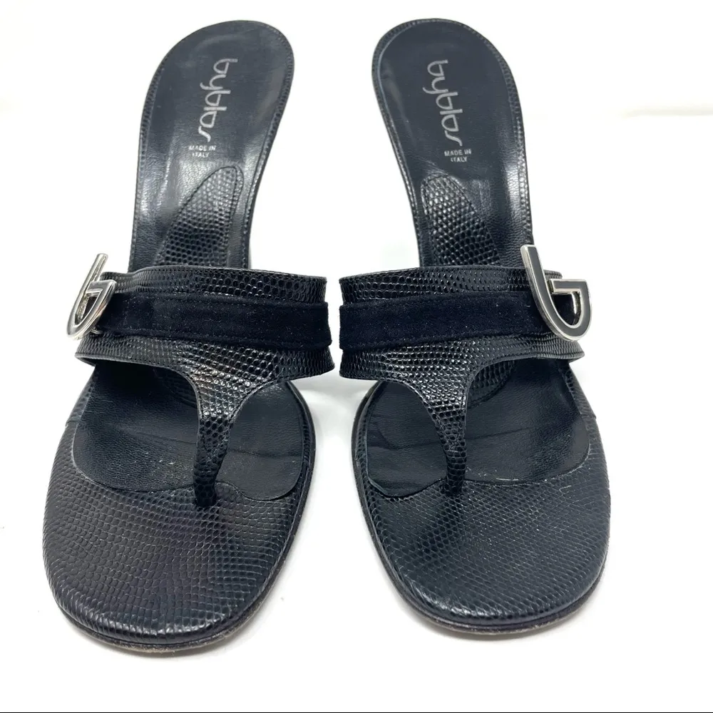 BYBLOS black leather heel slides, made in Italy, size 38 - Image 3