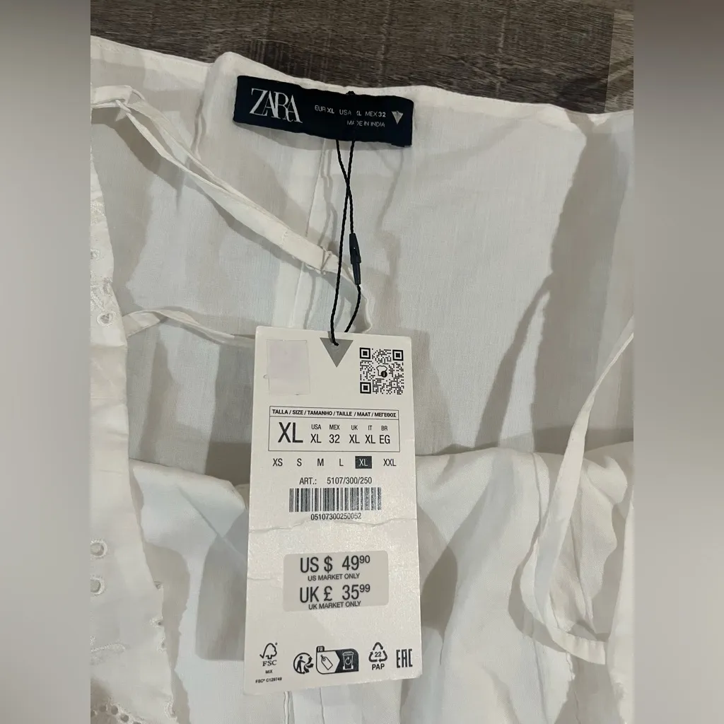 ZARA  pleated mini eyelet dress - Image 7