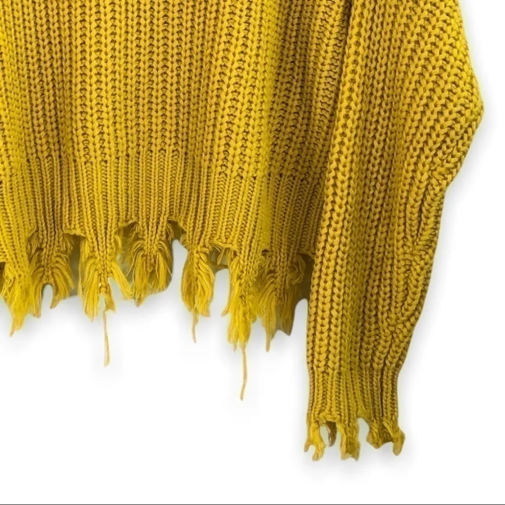 Young Fabulous & Broke - Yellow Thick Knit Fringe Tassel Oversized Sweater - M/L - Image 8