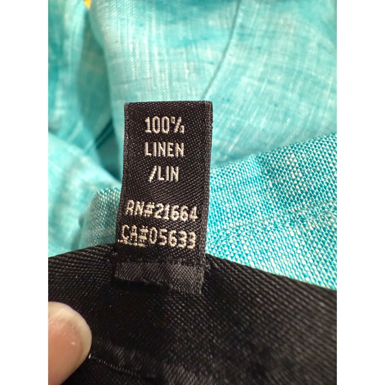 Foxcroft 24W Turquoise Linen Button Down Shirt Womens Plus Size Shaped Fit - Image 7