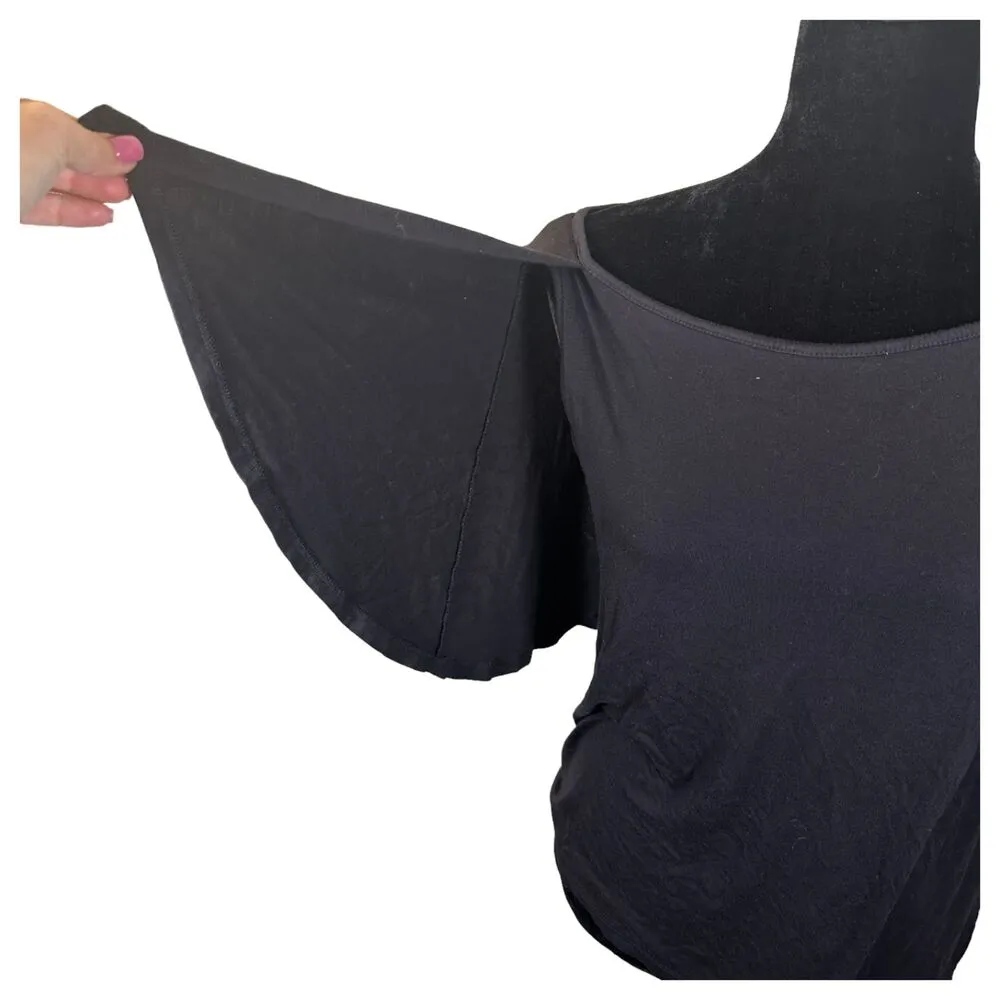 Iman Flowy Cape Style Black Blouse Size Medium - Image 2