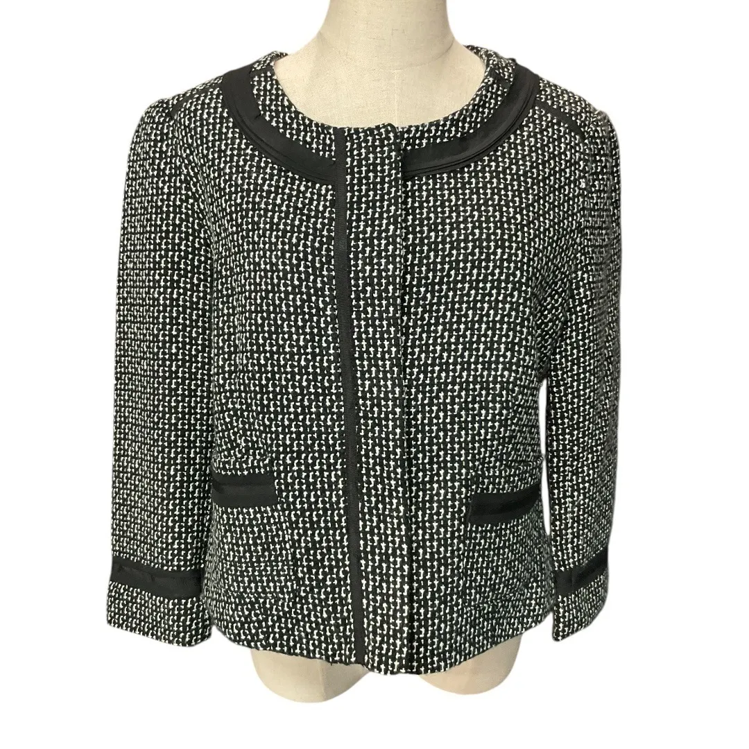 Sandro Sportswear Tweed Blazer Jacket Size M Black Snap Front Pockets‎ Lined - Image 2