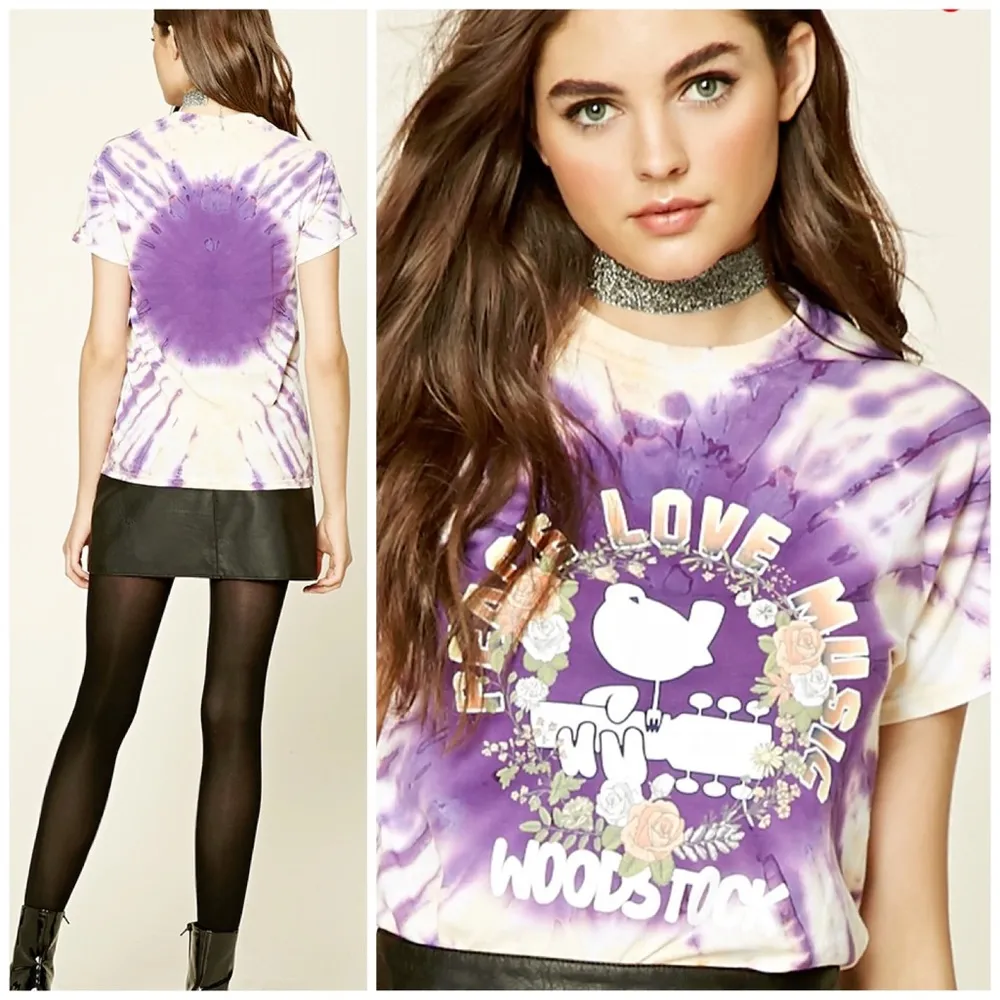 woodstock • peace love music roses tie dye T - Image 3