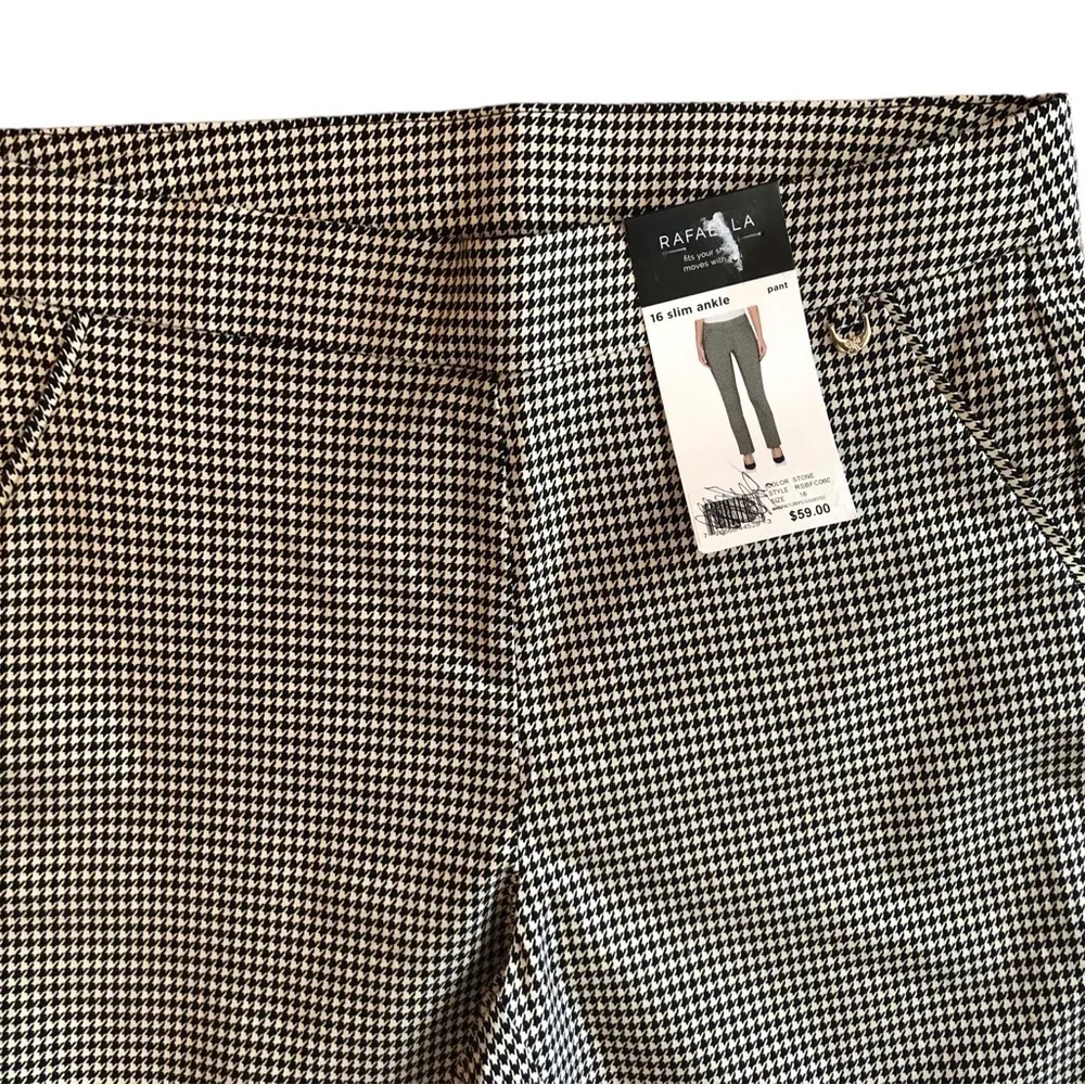 Rafaela Slim Ankle Pant Size 16X27 Houndstooth Pull On Stretch Business Trouser - Image 3