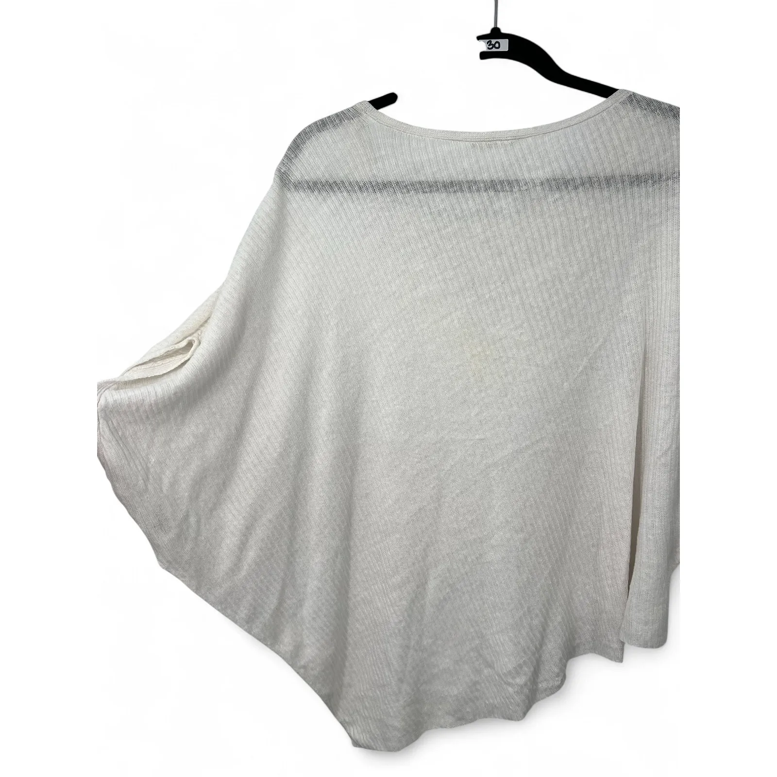 EILEEN FISHER | L | Organic Linen Gauze Bateau Neck Poncho Knit Sweater Pullover - Image 4