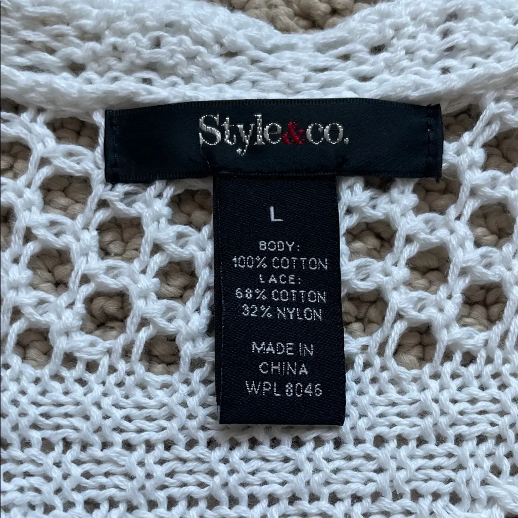Style & Co. White Crochet Sweater - Image 2
