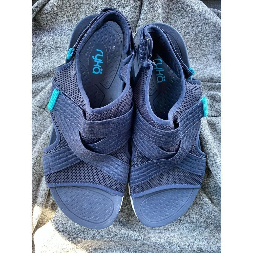 Ryka Womens Navy River Stretch Sandals Sz 9W - Image 6