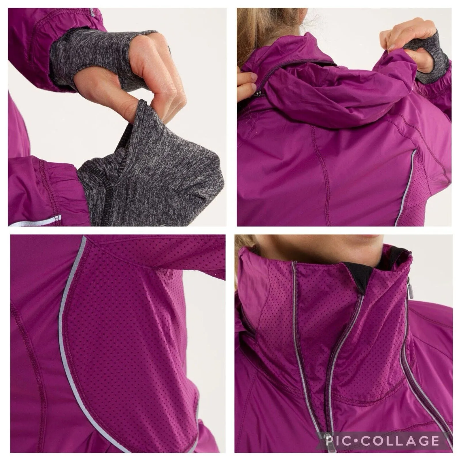 Lululemon Inspire Run Woman’s Sz 2 Hooded Running Jacket Dewberry Hand Warmers - Image 12