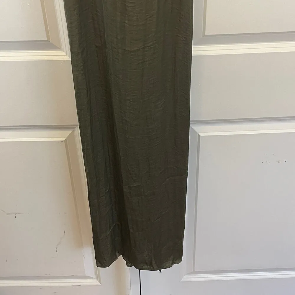 Zara Racerback Maxi Dress - Women Size M - Olive Green - Image 3