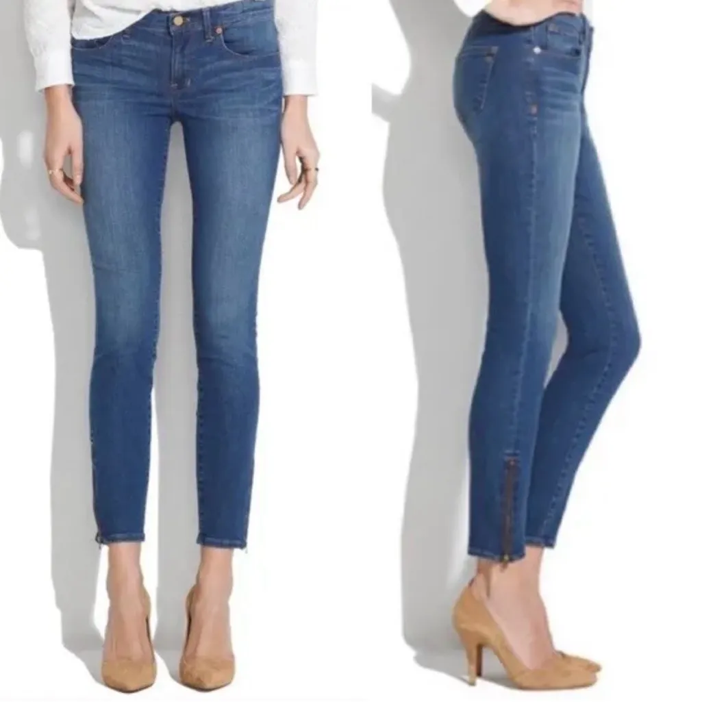 Madewell Skinny Skinny‎ On-Trend Zipper Hem Edgewater Wash Ankle Jeans Size 24 - Image 2
