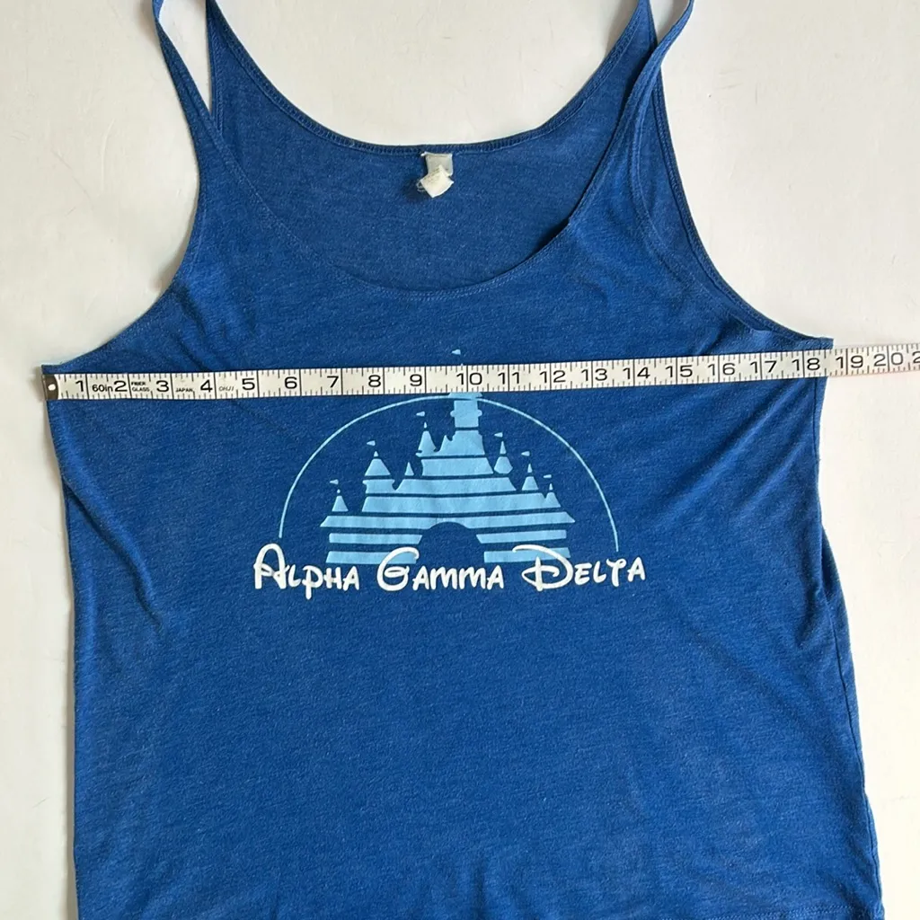 Disney castle Alpha Gamma Delta blue tank top Size Medium - Image 7