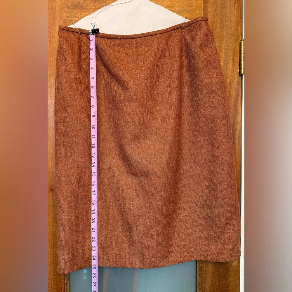 Kasper Women Orange Rust Brown Woven 2pc Suit Short Jacket Career VTG-10 - Image 10