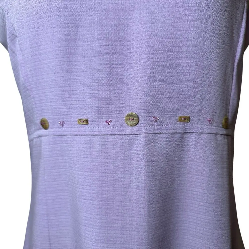 Vintage CLC Pastel Lavender Purple Floral Embroidered Beaded Relaxed Maxi Dress - Image 6