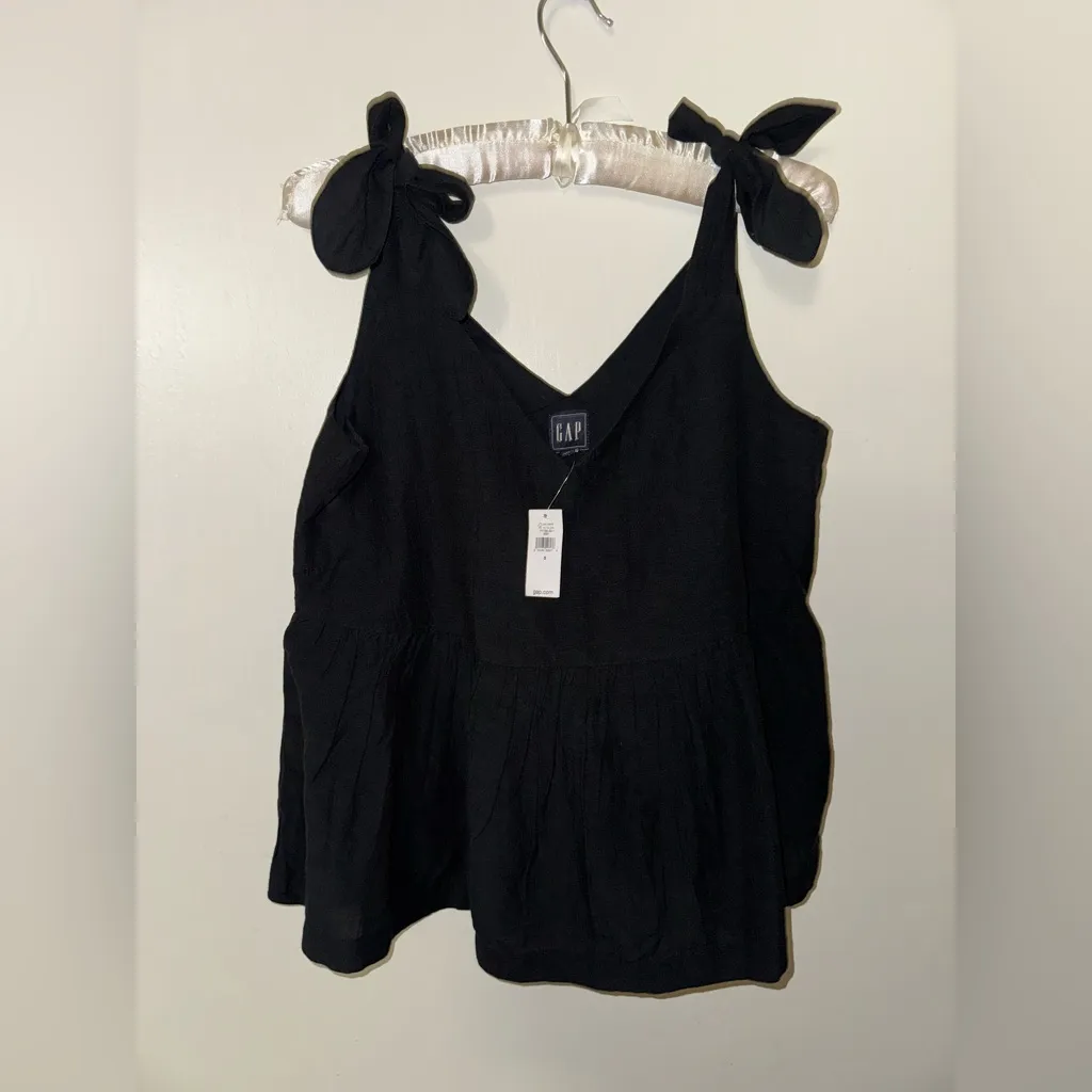 GAP Black Tie Front Tank Top - Image 2