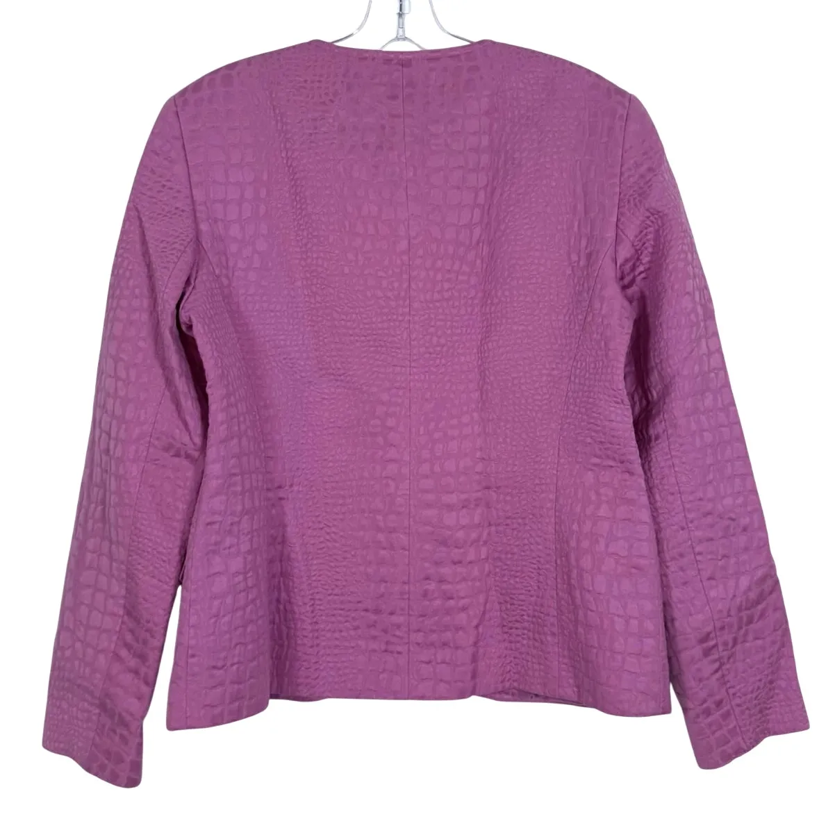 Lafayette 148 Textured Croc Blazer Animal Print Jacket Cotton Silk Size 8 Pink - Image 2