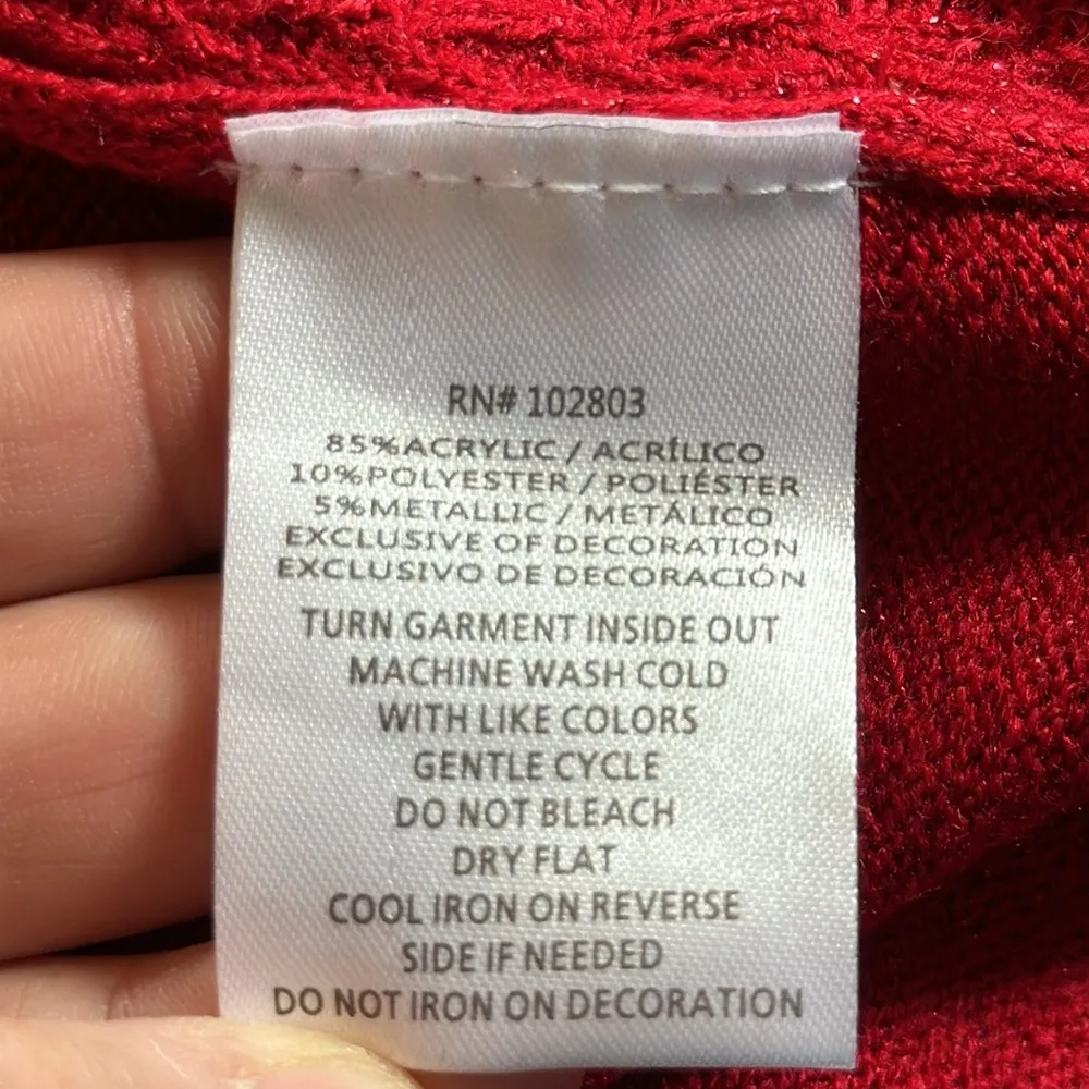 Briggs Red Metallic Ruffle Jeweled Cableknit Sweater Holiday NWT 2X #BR4203XF17‎ - Image 11