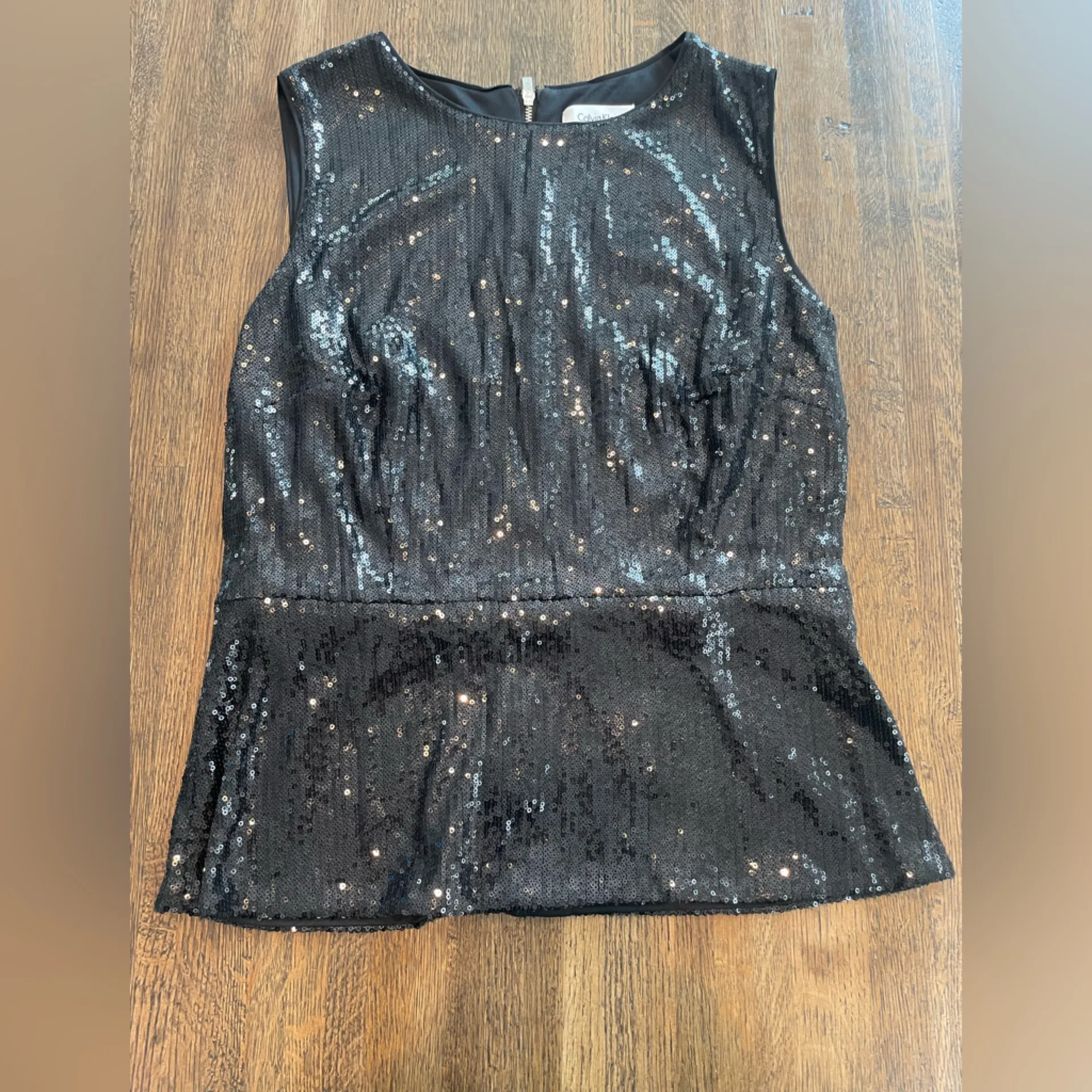 Calvin Klein Black Sequin Top - Size M - Image 2
