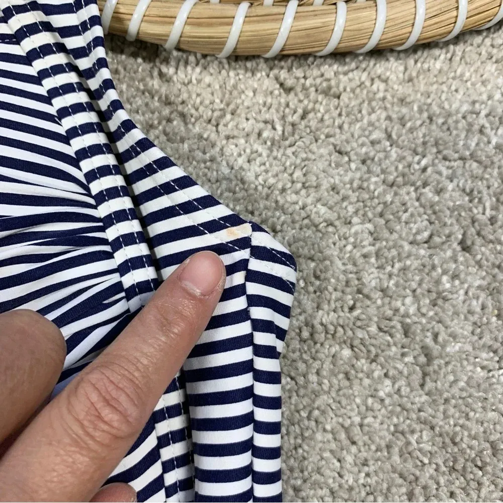 Nip Tuck Swim Sorrento Stripe Joanne One Piece Swimsuit Navy White Size 10 Blue - Image 15