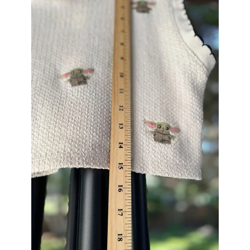 Star Wars x Zara  Crochet Cropped Vest Size S Cream Knit Yoda Cotton Blend Chic - Image 7