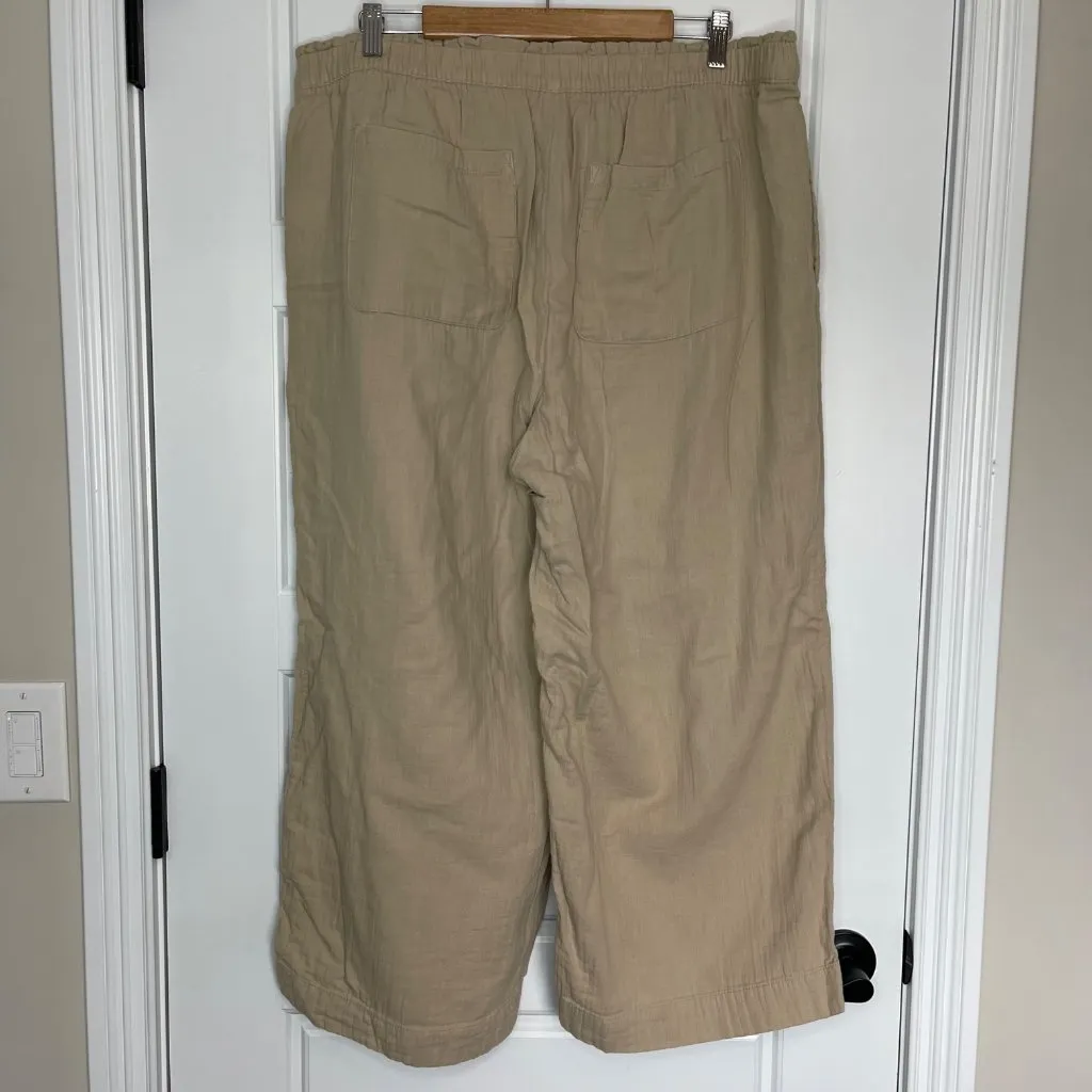 Old Navy High-Rise Wide-Leg Pants Women's Size XL Khaki 100% Cotton‎ Pockets - Image 3
