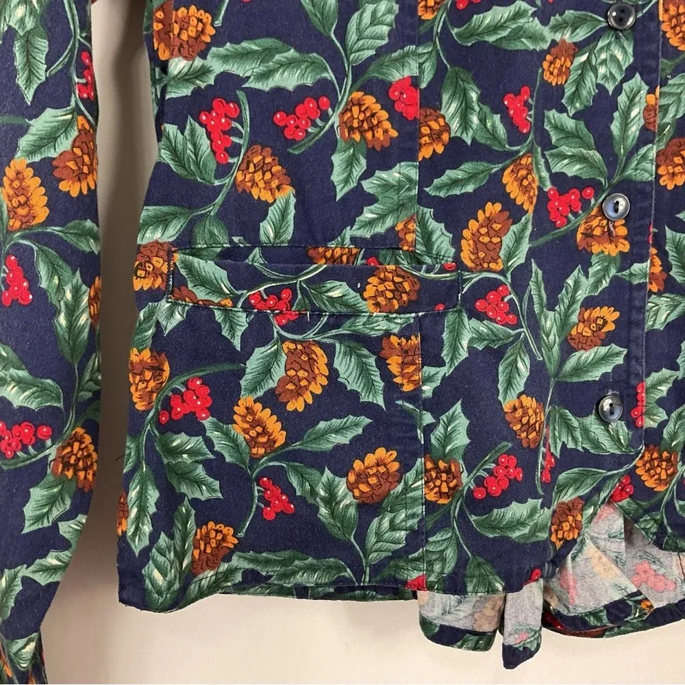 Vintage Woolrich Pinecone Holly Cranberry Button Front‎ Top Size 8 - Image 2