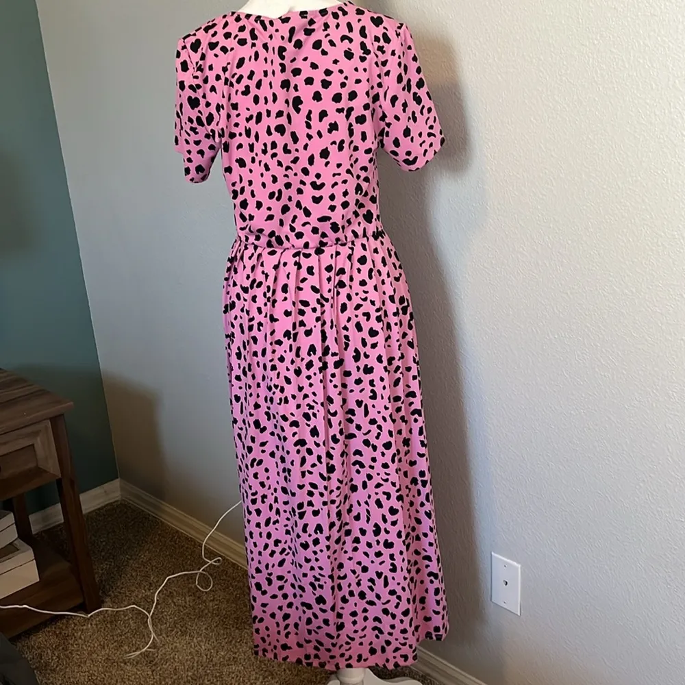 ASOS Pink/Black Cheetah Print Faux Wrap Dress Size 6 NWT - Image 6