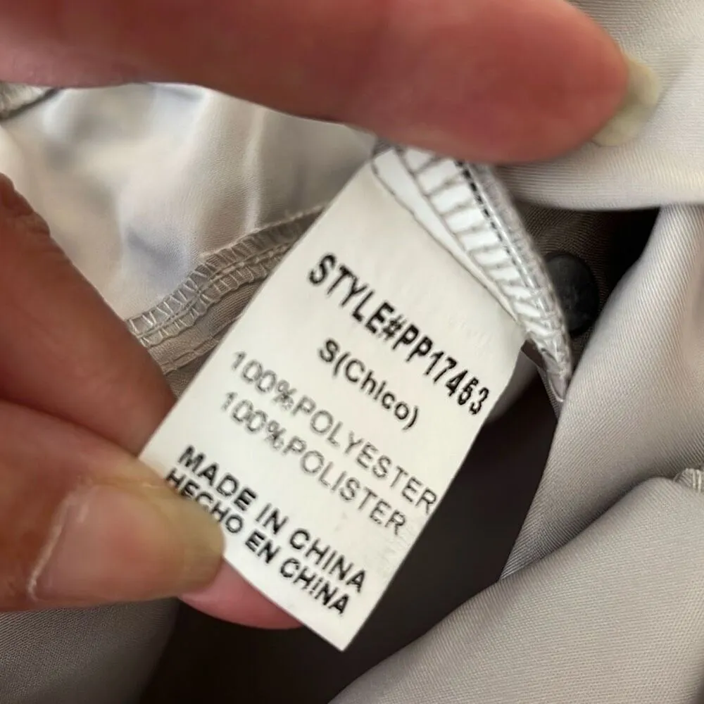 Papermoon Womens Flat Front High-Rise Straight Leg Cargo Pants Gray Sheen Small - Image 6