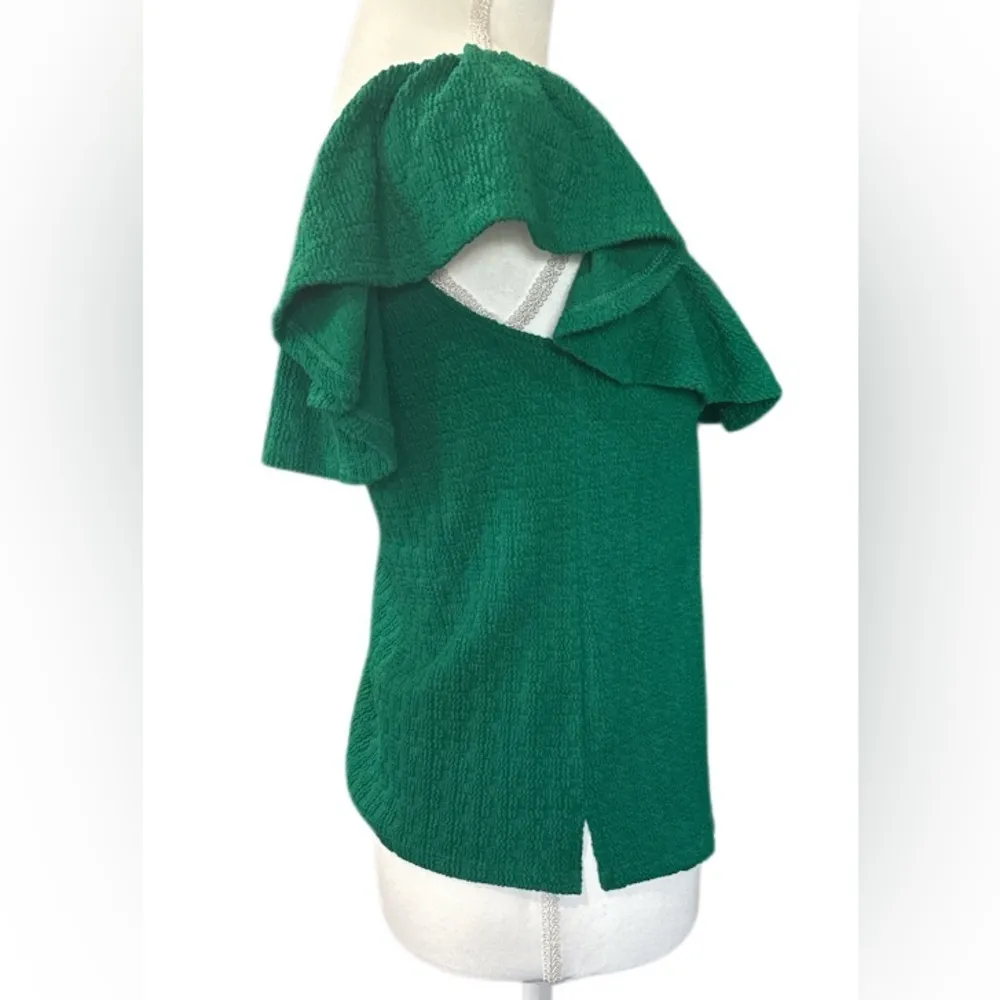 Anthropologie Emerald Ruffle Blouse - Image 3