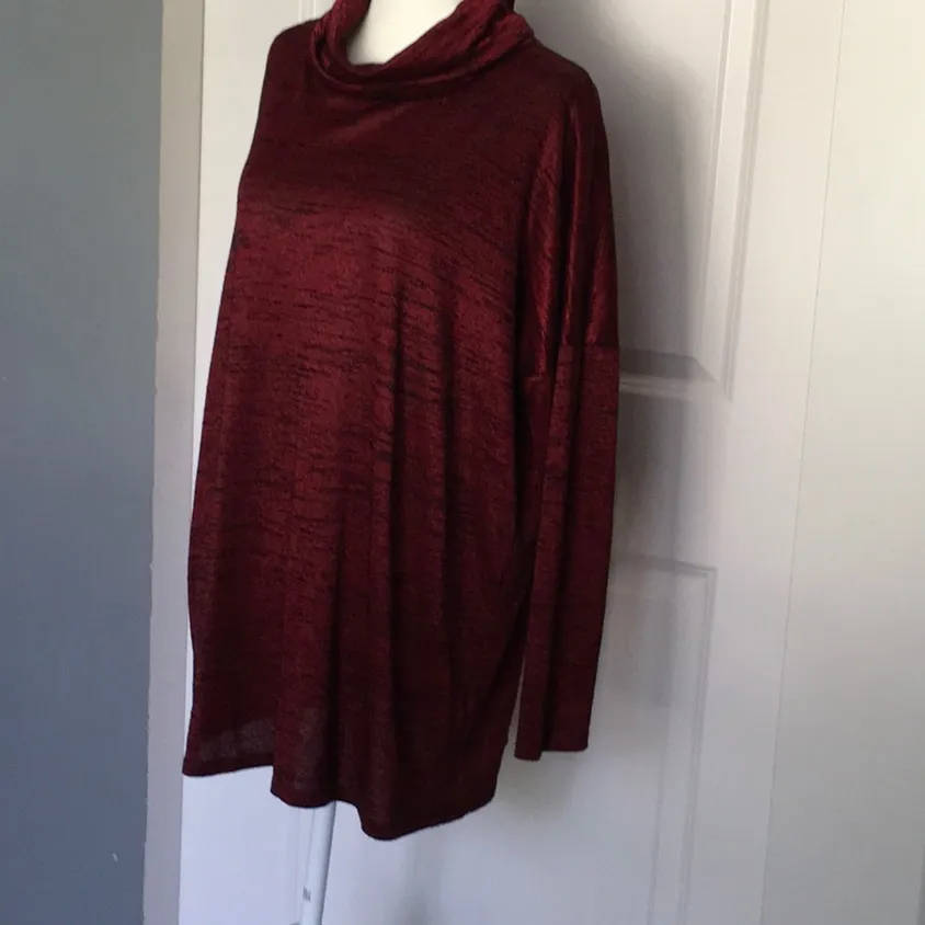 Turtle Neck Tunic with Split back Overlay Large Red - Image 2