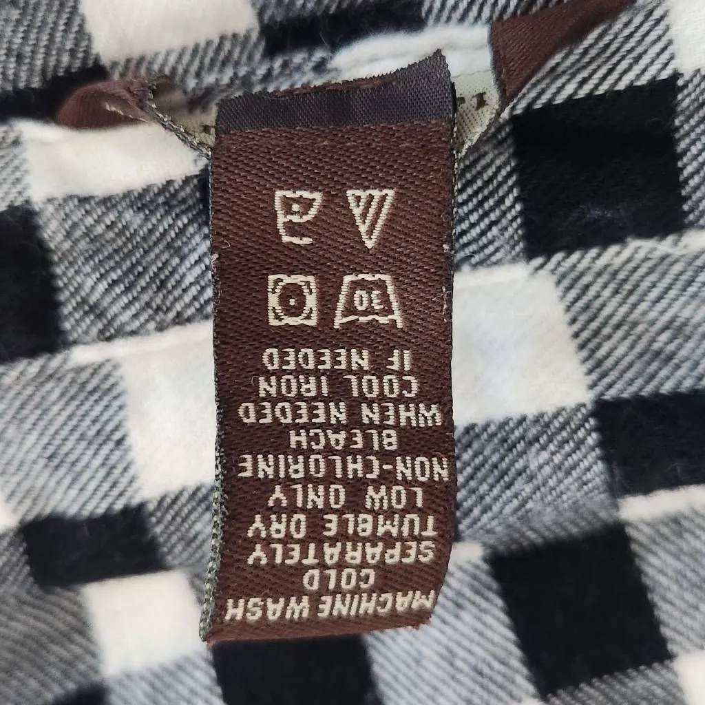 Bit & Bridle Black and White Plaid Flannel Button Down Shirt Size Large - Image 7