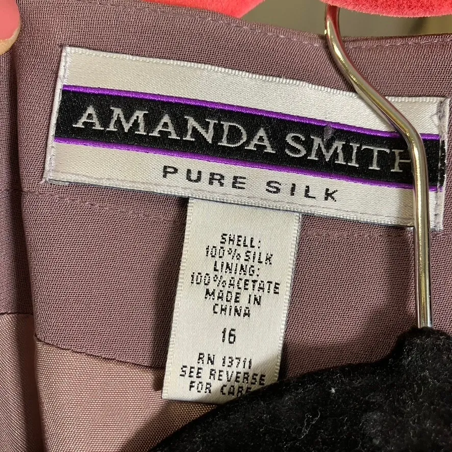 Amanda Smith Vintage Pure‎ Silk Pant Suit Set Size 16 Zen Minimalism Mauve New - Image 3