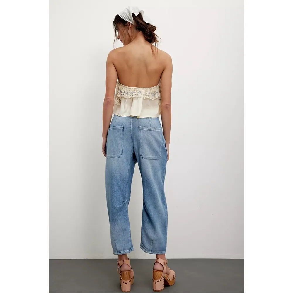 sold out FREE PEOPLE we the free OSAKA mid rise barrel jeans blue 27 - Image 3