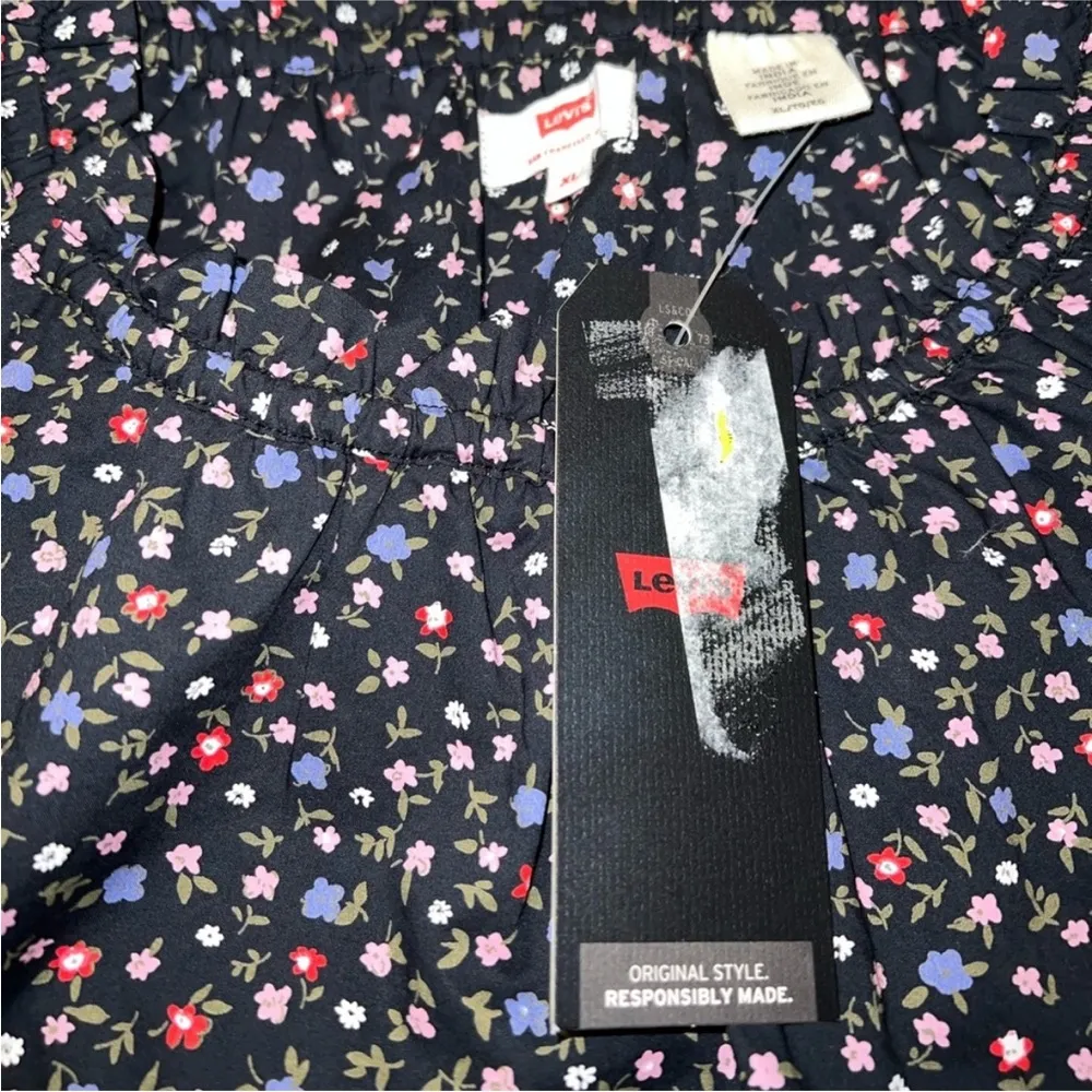 NWT Women’s Levi’s Lena Ruffled Crewneck Blouse size XL multicolor floral print - Image 6