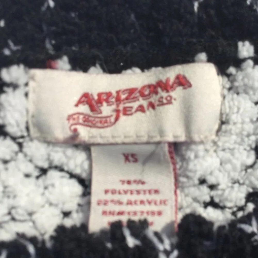 Arizona Jean Chunky Black White Striped Sweater XS Fuzzy Soft Comfy Extra Small - Image 2