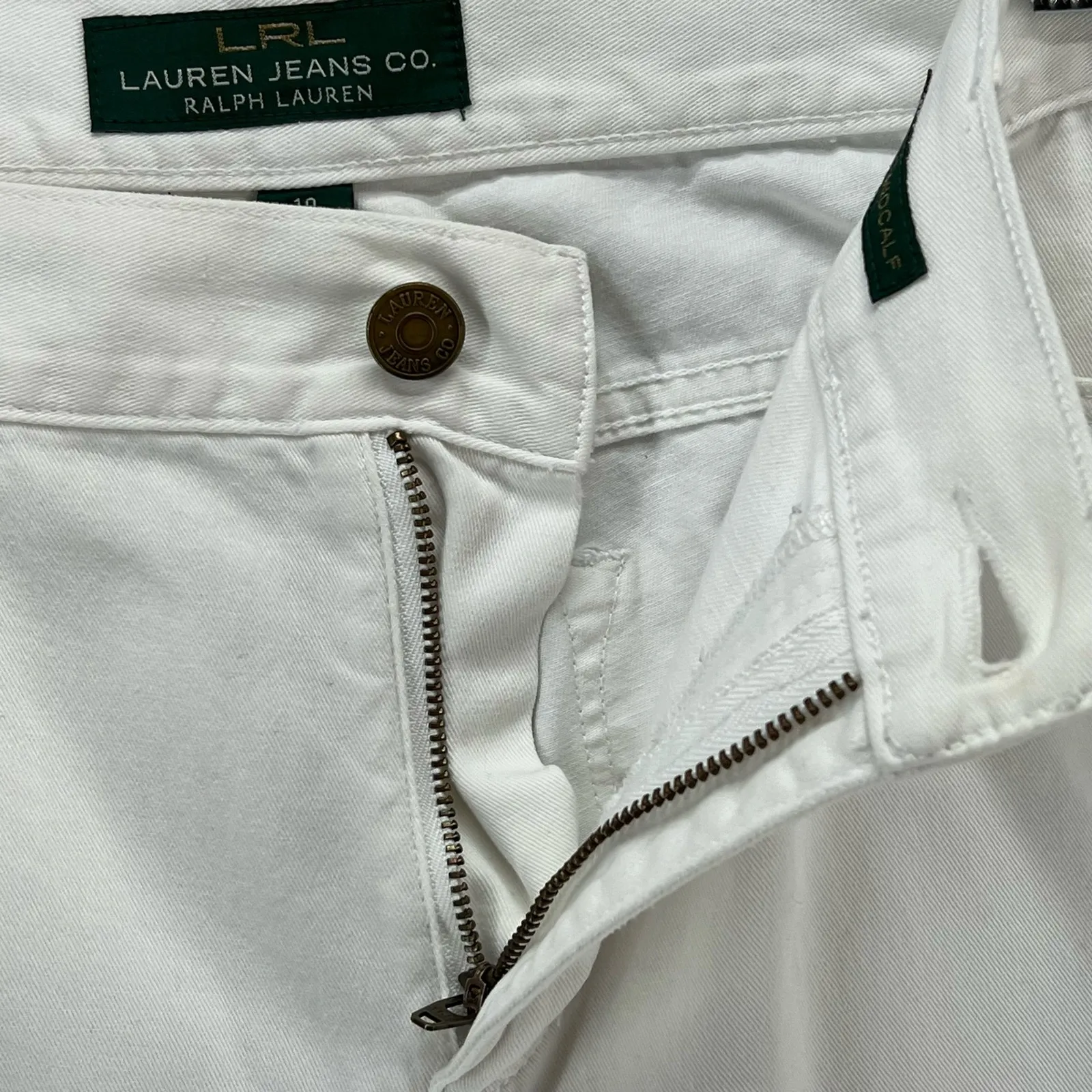 Ralph Lauren LRL Jeans Womens 10 White Denim Classic Midcalf Crop Nautical Beach - Image 2