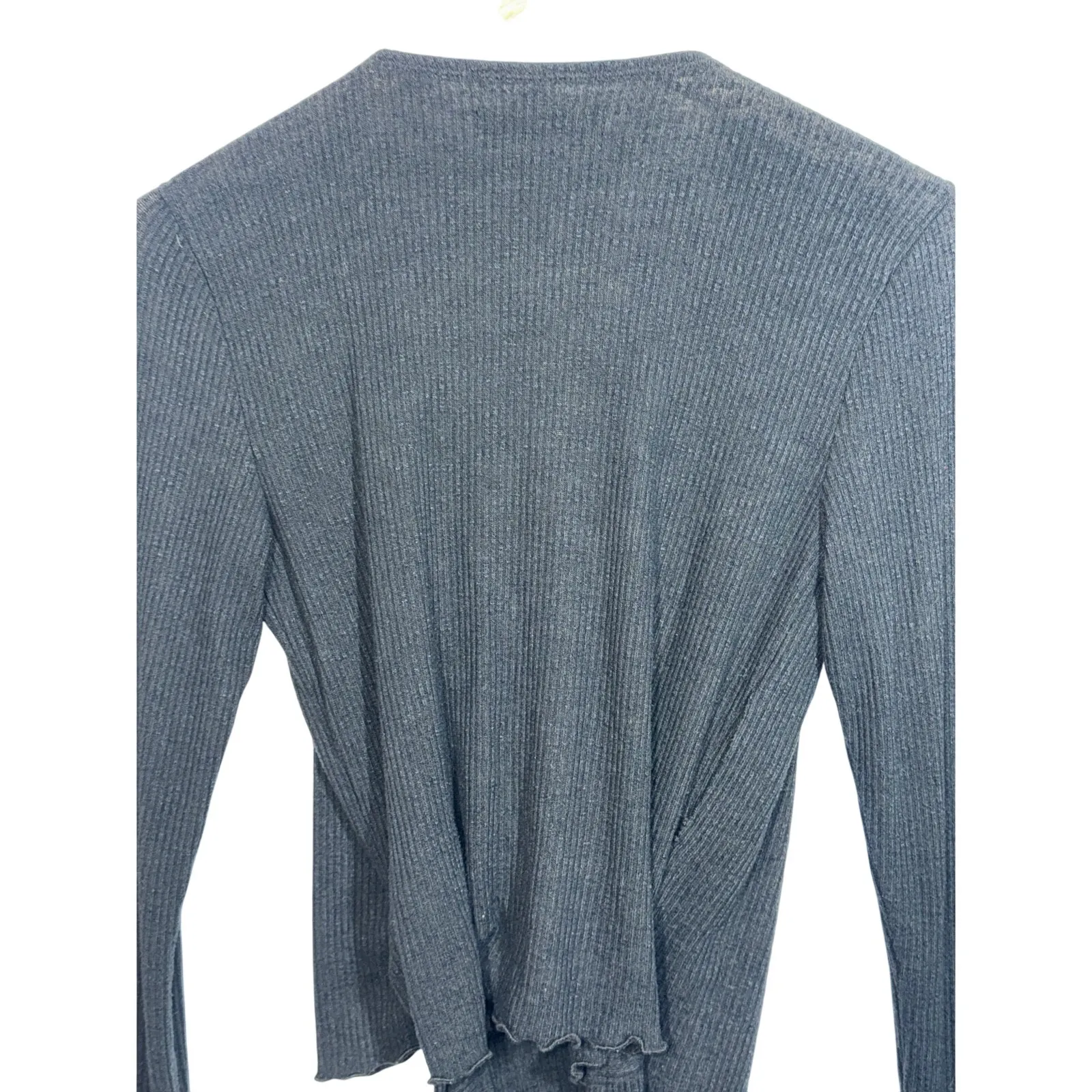 Abercrombie & Fitch Black Ribbed V-Neck Wrap Long Sleeve Sweater Top Womens Sz M - Image 5