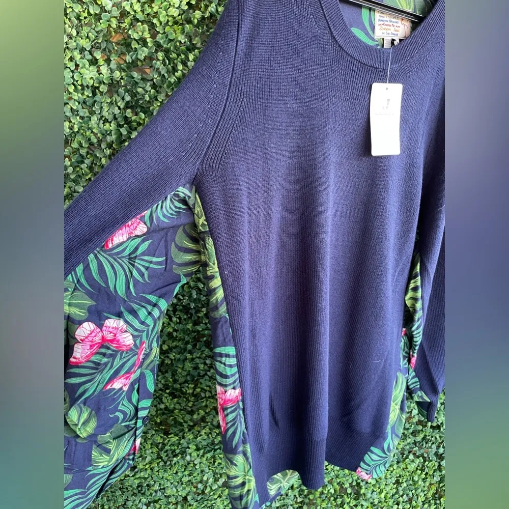 Free People X Sandrine Rose Oversized Sweater with Sheer Tropical Back - NWT - Image 4